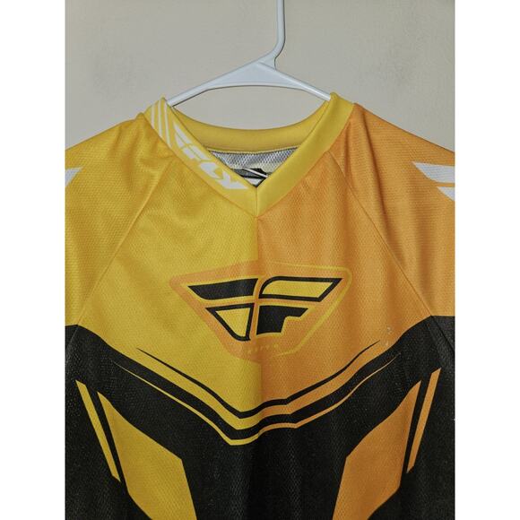 Fly Racing Motocross Jersey Yellow Black Youth Size Large - Picture 2 of 10